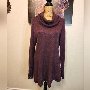 Suzanne Betro Purple Cowl Neck Sweater Size 1X